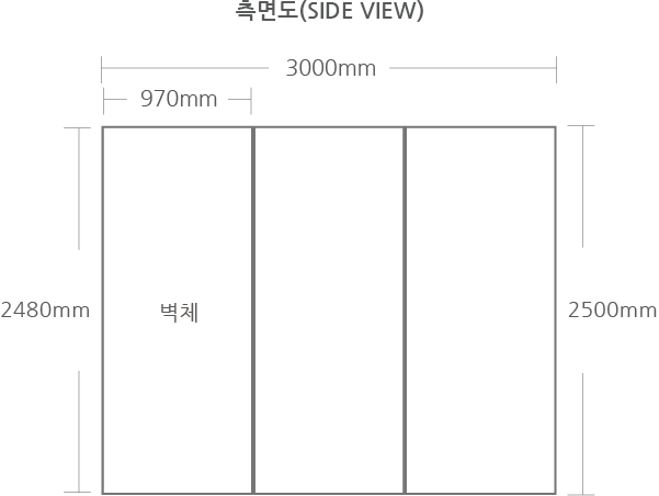 조립부스 기본부스 벽체 사이즈 조립부스 기본부스 벽체 높이는 보통 3m가 조금 안됩니다.